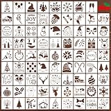 80 Stück Weihnachtsschablonen zum Bemalen von Holz, wiederverwendbare Weihnachtsornamente, Schneeflocken, Schablonen für die Feiertage, DIY-Bastelset für Wanddekoration und Wohnaccessoires