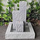 Gartenbrunnen Brunnen Zierbrunnen Zimmerbrunnen Springbrunnen Brunnen mit Trio-Basalt grau mit LED-Licht - 230V Wasserfall Wasserspiel (230V - Gartenbrunnen Trio-Basalt-2 grau mit LED-Licht)
