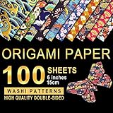 Origamipapier Washi-Muster 100 Blatt 10 verschiedene Muster Doppelseitiger Faltpapier Bronzieren 15x15cm
