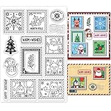 GLOBLELAND Weihnachtsstempel Klare Stempel für DIY Scrapbooking Dekor Schneemann Pinguine Weihnachtsmann Luftballons Weihnachtsbäume Transparente Silikonstempel zum Herstellen von Karten Fotoalbum