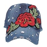 LIFKOME Jeans-Baseballmütze Sonnenhut für Männer Damen baseballmütze süßer Baseball Golfhut Frauen Hut strandloege Blaue Kappe bestickte Blumenkappen Outdoor-Baseballmütze Baumwolle Blue