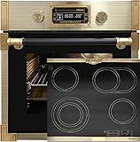 Kaiser Pyrolyse Backofen EH 6427 AD+KCT 6185 IEm, Retro Pyrolyse Einbau Backofen 73L cm+ Glaskeramikkochfeld, Retro Glaskeramikkochfeld, Metallplatten Bronze, 4 QickHeat