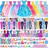 49-teiliges Puppenkleidungs- und Zubehörset für 11,5-Zoll-Mädchenpuppen enthält 3 Lange Kleider, 4 Oberteile, 4 Hosen, 3 Bikinis, 5 Kurze Kleider, 10 Schuhe, 10 Handtaschen, 10 Kleiderbügel