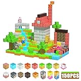 HenaBoo Magnetische Bausteine, Spielzeug, 150 Stück Mine World Bausteine, Build My World, magnetische Würfel für Kinder, Jungen, Mädchen, Alter 3–5, 6–8, Kleinkinder, STEM-Bauspielzeug, Geschenke