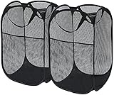 2 Stück Schwarz Pop-Up-Netz-Wäschekorb, 30 * 30 * 60cm Wäschesammler, Faltbarer Wäschekorb, Wäschekorb Faltbar, Wäschekorb für schmutzige Kleidung Spielzeug