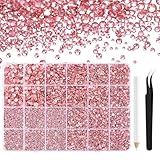 NACHLYNN 36000 Stück Strasssteinen aus Kunstharz 2-6mm Hellrosa Flache Runde Jelly Strasssteine Geeignet für Nailart Gesichtsbemalung Kostüme und Andere DIY-Kreationen (Mit Pinzette)