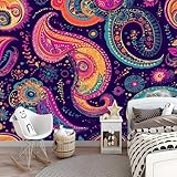 Fototapete Abstrakt Paisley Muster Farbe 400 X 280 Cm(Wxh) Vliestapeten Mit Geruch Freiheit Wandposter Wandkunst Einfach Zu Installieren Für Wohnzimmer Schlafzimmer Treppe Flur