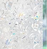 rabbitgoo Fensterfolie Selbsthaftend Blickdicht Sichtschutzfolie Fenster 3D Fensterfolie Glasfolie Dekofolie Statisch Haftend Blumen Tulpe 44,5x200cm