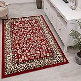 Teppich-Home Orient R2430 Klassischer Teppich, gewebt, mit Ornamenten und Blumenmotiven, Farbe: Rot, Beige, Grau, Schwarz, Größe: 80 x 150 cm