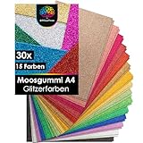 OfficeTree 30x Bögen Glitzer Moosgummi 2mm - Moosgummi Platten A4 - Moosgummi Glitzer - Schaumgummi Basteln - Schaumstoff zum Basteln - Glitzermoosgummi A4 für DIY Bastelarbeiten