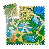 Relaxdays Puzzlematte Dinosaurier, 9-teilige Puzzlematte für Kinder, schadstofffrei, EVA Schaumstoff, 90 x 90 cm, bunt