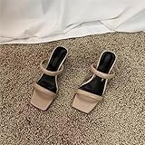 Ecoodisk 2022 Quadrat -Absatz -Hausschuhe Frauen Mid Heel Pantoffeln Pantoffeln Schmale Riemen Sandalen Elegante Damen Pantoffeln Sandalen Sandalen