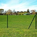Eurozaun Stahl 25 x 0,8 m Grün, PVC-beschichtet, Maschendraht für Garten, Tiergehege, sichere Umzäunung, witterungsbeständig, 11 Pfosten, 11 Erdnägel