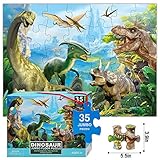 Dinosaurier-Puzzle für Kinder im Alter von 3-5 4-8 Jahren, 35-teiliges Jumbo-Kleinkind-Bodenpuzzle für Kinder, Jungen, Mädchen, Lernen, Lernspielzeug, Geschenkbox