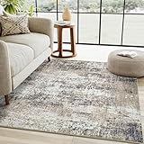 HUGEAR Maschine Waschbarer Bereich Teppich 90 x 150 cm Taupe Wohnzimmer Teppich Indoor Akzent Teppich Moderner Abstrakter Low Pile Teppich Distressed Wurf Teppich Schlafzimmer Esszimmer rutschfest