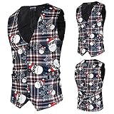 Herren Weihnachts Weste Gedruckt Casual Winter Slim Fit Anzugweste Festlich Party Cozy Warm Gemütlich Street Office Casual Xmas Geschenk Herren Outfit Wintermode