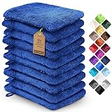 NatureMark 10x Waschhandschuhe aus Frottee 100% Baumwolle – Weich und Robust, Ideal für die tägliche Pflege und Gäste – Royal Blau, 15x21 cm