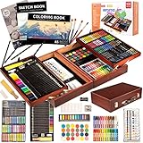 KINSPORY Premium Malkoffer Deluxe 168-teilig Malset für Kinder Anfänger Tolles Buntstifte Set, Wasserfarben, Ölpastellfarbe, zeichenstifte, Bleistifte als Zeichenset Geschenk Kinder