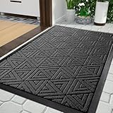 Yimobra Fußmatte für den Außenbereich, strapazierfähige und langlebige Eingangsmatte für den Außenbereich, leicht zu reinigen, wasserabweisend, 75 x 43 cm, schwarz