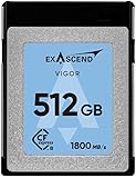 Exascend VIGOR PRO-CINEMA 512 GB CFexpress Typ B 1700 MB/s Schreibgeschwindigkeit, 1800 MB/s Lesegeschwindigkeit, für RAW 8K Video für professionelle DSLR- und Videokameras, anhaltende