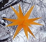 GURU SHOP Melchior Outdoor II Gelb, Sehr Stabiler 3D Außenstern Ø 60 cm, mit 20 Spitzen, Inkl. 4 m Außenkabel - Melchior Gelb, Kunststoff, Weihnachtsstern, Adventsstern