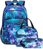 LEDAOU Schulrucksack Junge Teenager Kinder Juvenile Mädchen Daypack Mädchen Freizeitrucksack Backpack(Blau Sternenhimmel)