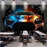 WH-PORP Benutzerdefinierte Fototapete 3D Stereo Tapete Bar Ktv Coole Auto gebrochene Wand Custom Tapete Lobby Büro Wohnzimmer Wandbild-200cmX140cm
