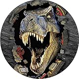 Essbarer Fondant-Tortenaufleger Dino12 Tyrannus Saurus Rex /Größe (Rund) 20 cm Ø/ Premium Tortendeko gebrauchsfertig gestanzt