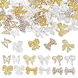 SUPERFINDINGS 72 Stück 12 Stile Bögen Nail Art Dekoration 3D Schmetterling Legierung Strass Nagel Charms Bowknot Nail Art Dekoration Für Nägel Handy Charm DIY Bastelzubehör