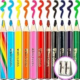 TinyGeeks Jumbo Stifte - NEU 2024 kurze Dreiecks-Buntstifte für Kinder + Regenbogen-Bleistift + Anspitzer - Perfekt für Vorschule, Kleinkinder und Anfänger + Empfohlen von Lehrern & Experten