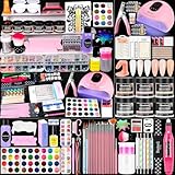Nagelstudio Set, Acrylpulver mit 30ml Acryl Liquid，Nagelfräser für Gelnägel mit UV Lampe für Gelnägel set, Nageldesign Nagelset Nail Art Geschenke Frauen