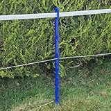 Elektrischer Zaunpfosten, 105 cm, für Drahtseil oder Geflecht, wetterfest, UV-stabil, Kunststoff, Blau, 10 Stück