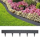 Aufun 10m Rattan Rasenkante Beeteinfassung Kunststoff mit 10 Elemente á 100 cm, Rattan-Optik Design Beetumrandung Biegbarer Mähkante Beetbegrenzung Flexible für Garten (Anthrazit)