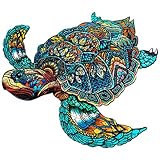 Vasysvi Holzpuzzle Erwachsene 180 PCS, Sea Turtle 3D Wooden Puzzle Holz Puzzles Spielzeug Einzigartige Tierstücke Puzzleteile, Geschenk für Erwachsene und Kinder Familienspiele (180PCS,25.5cm*30cm)