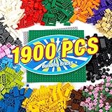 Reiseresa 1500-1900 Stücke Classic Bausteine Set mit 2 Platten-Set Bauplatte, Kompatibel mit Allen Wichtigen Marken, Geeignet für Jungen und Mädchen ab 6 Jahren (1900PCS)