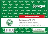 SIGEL SD121 Quittungsblock fortlaufend nummeriert, eindeutige 7stellige Nummer, A6 quer, 2x50 Blatt, selbstdurchschreibend, aus nachhaltigem Papier