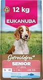 Eukanuba Senior Hundefutter getreidefrei mit Fisch für kleine und mittelgroße Rassen, Premium Trockenfutter ohne Getreide für ältere Hunde, 12 kg