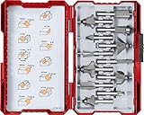 kwb 12-tlg. Fräsersatz Ø 8 mm, hartmetallbestückt mit präzisem Spannschaft und optimierter Schneidengeometrie für ein exaktes Fräsbild