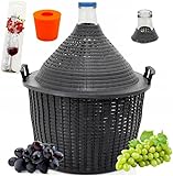 lilawelt24 Glasgärballon mit Kunststoffkorb + Gärröhrchen aus Glas + Gummistopfen Weinballon Gallone, Gärröhr, Flasche Gärbehälter Gäreimer, Gärballon (Glasgärballon 15L)