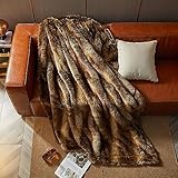 HOMFINE Luxuriöse Kunstfelldecke Felldecke Kunstfell - Kuscheldecke Flauschig Fellimitat Decke Webpelzdecke Pelzdecke Wohndecke Kunstpelz für Couch Bett, 150x200 cm, Braun
