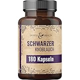 Schwarzer Knoblauch Kapseln 9000 mg Aus 15:1 Extrakt - 180 Kapseln Hochdosiert - Black Garlic Capsules - Vegan & Ohne Zusätze - Schwarzer Knoblauchknollen Extrakt