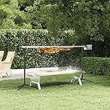 IKAYAA Spanferkelgrill mit Motor, Automatischer Spanferkelgrill, Grillspieß mit Motor Edelstahl, Elektromotor: 15 Watt, Drehspieß aus Edelstahl, stabile, Silber, 150 x 46,5 x 82,5 cm