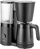 ZWILLING ENFINIGY Filterkaffeemaschine mit 1.25l Thermokanne, Kaffeemaschine mit Boiler, Blooming & smarter Entkalkerfunktion, Edelstahl, Schwarz