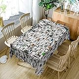 Tischdecke Geburtstag Grünes Schwarzes Muster Tischdecke Abwaschbar Polyester Stoff Gartentischdecke Party Wasserabweisend Table Cloth Abwischbare Tischtuch Quadratisch(140x140cm)