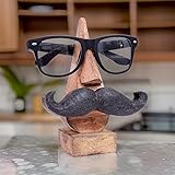 Ajuny Handgefertigter Brillenhalter aus Holz von – Brillen Ständer im Schnurrbart Design aus Holz für Brillen Sonnenbrillen Schutzbrillen Organizer für Büro Schreibtisch Heimdekoration Geschenke