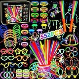 XUNIVERS 552 Stück Knicklichter Party Set,8 Tolle Farben Knicklichter Kinder,202 Leuchtstäbe mit 200 Verbinder für Armbänder Armringe,Neon Party Gadgets für Kinder und Erwachsene