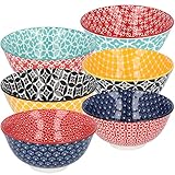 CREOFANT · Schalen Set 6 Designs · Müslischalen · Schüsseln bunt · Suppenschüssel · Eisschale · Ramenbowl · bunte Schalen · Keramik Schüssel bis zu 680 ml Füllvolumen (Vintage bunt)