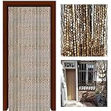 Bambus-Perlenvorhänge für Tür, dekorativer Fliegengitter, Raumteiler, anpassbar, 110 Stränge (110 x 120 cm), Holzpaneele zum Aufhängen für Schlafzimmer und Wohnzimmer