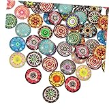 Veemoon 100Stücke DIY Cabochons Für Schlüsselanhänger Flache Rückseite Glaskuppel Schmuckzubehör Runde Cabochons Für DIY Schmuck Edelstein Cabochons Mit Muster