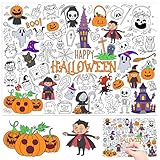 Ausmaltischdecke Halloween, Tischdecke zum Ausmalen Kinder 118 x 85cm, Papiertischdecke Halloween Basteln Geschenke Kinder Deko Party Spiele
